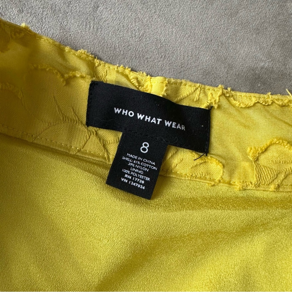 Who What Wear Yellow Textured A-Line Full Pleated Skirt Size 8 Cottagecore - Picture 2 of 8